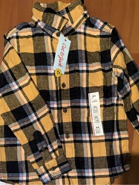 Cat & Jack Boys Flannel Shirt Size 4/5 – NWT | Plaid Button-Up Long Sleeve